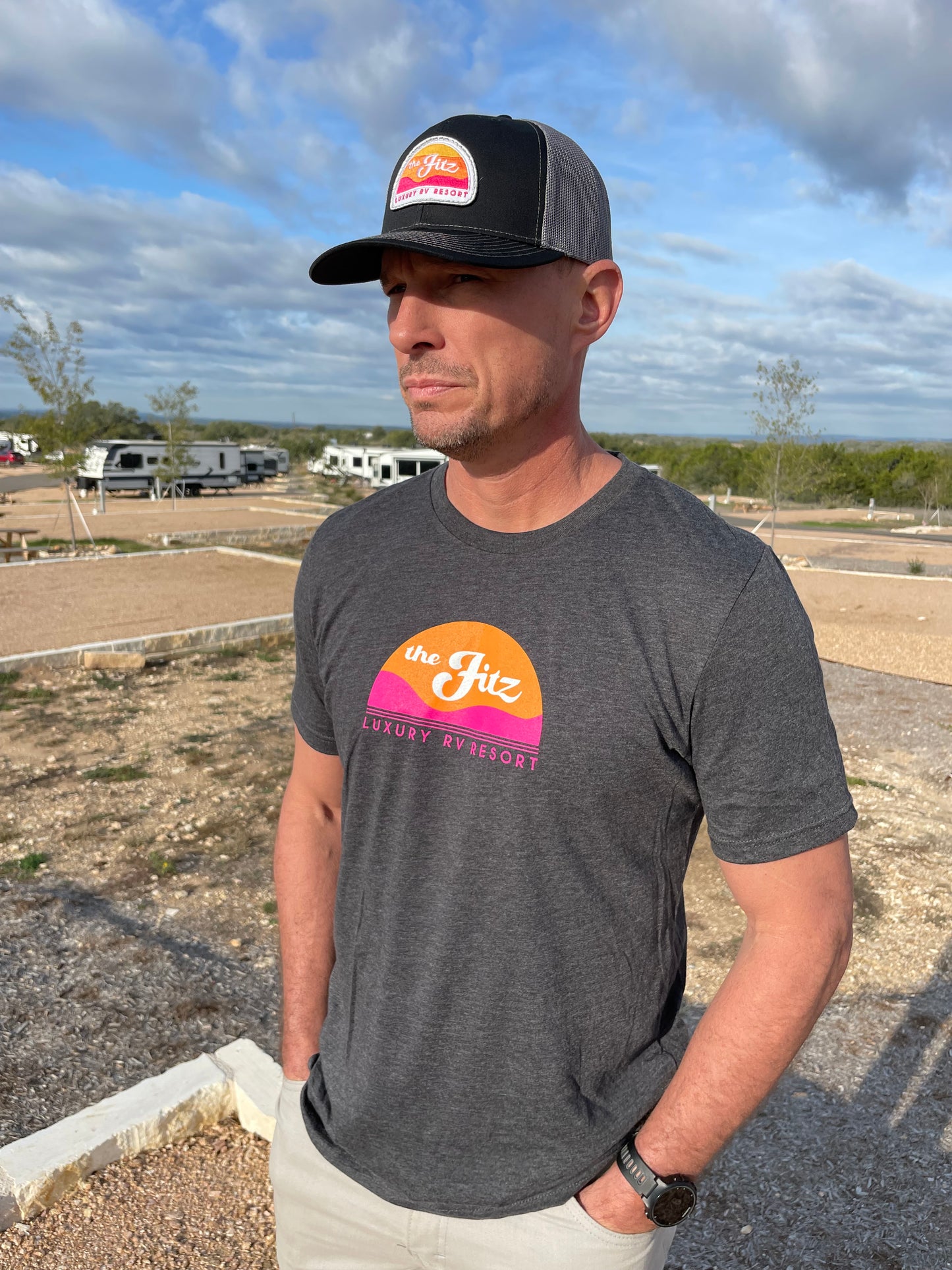 Fitz Trucker Hat in Black/Charcoal