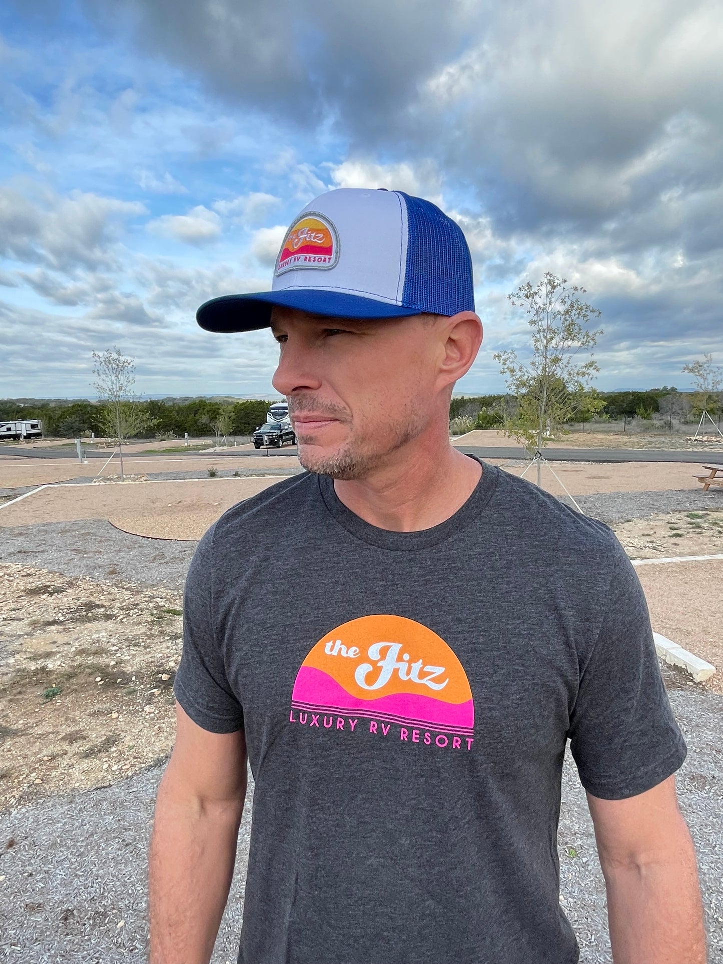 Fitz Trucker Hat in Blue/White